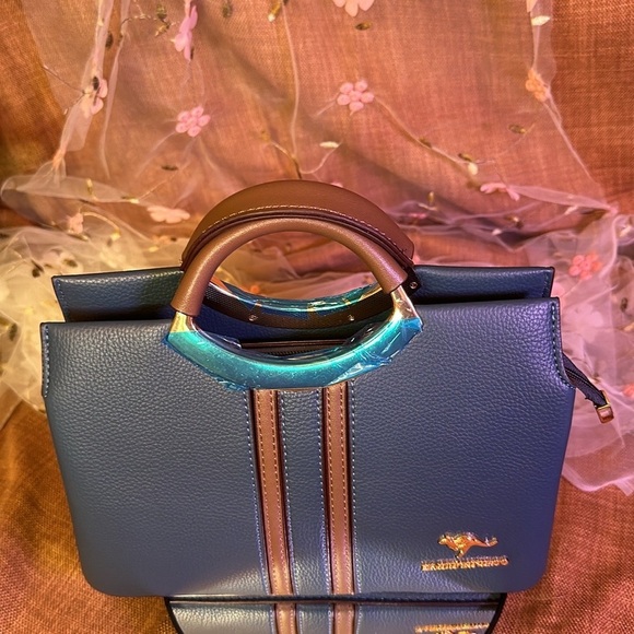 NWT Vegan Blue/Brown Crossbody. So amazingly soft. - Picture 4 of 11